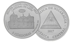 Coins Nicaragua, 5 Córdobas 2017 Proof Silver