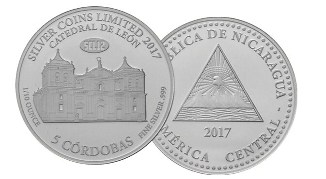 Coins Nicaragua, 5 Córdobas 2017 Proof Silver