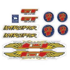 1993 GT BMX - Interceptor - for black frame - decal set