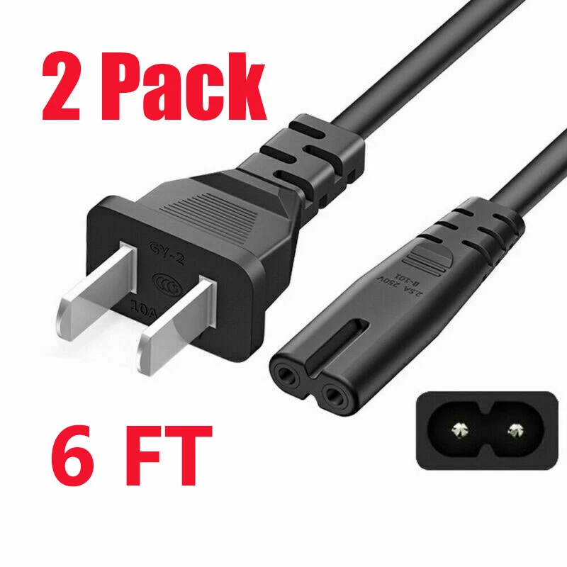 2X AC Power Cord Cable For Original Playstation PS2 PS3 PS4 Slim