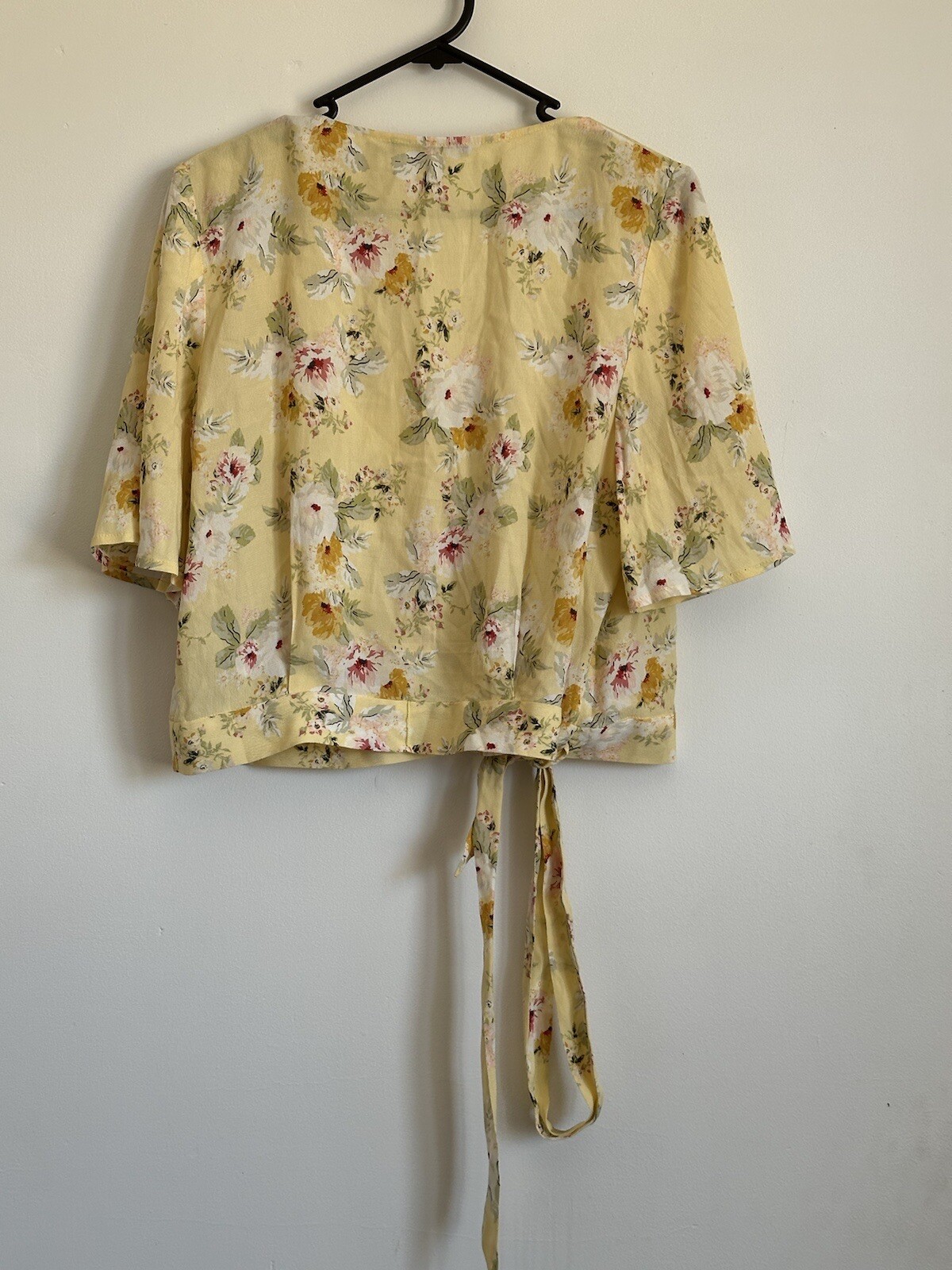 Sportsgirl Top Womens 12 Floral Wrap Short Sleeved Yellow Boho Summer eBay