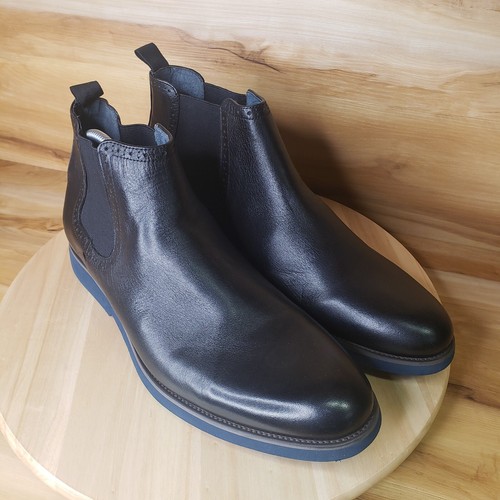 Mens Black Blue Chelsea Boots Sz 12