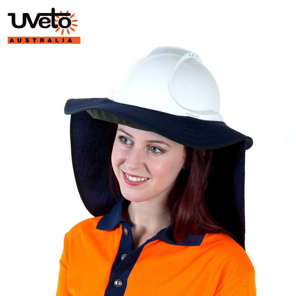 UVeto Brim 'N Shade Hard Hat Sun Protection Wide Brim with Flap UPF 50