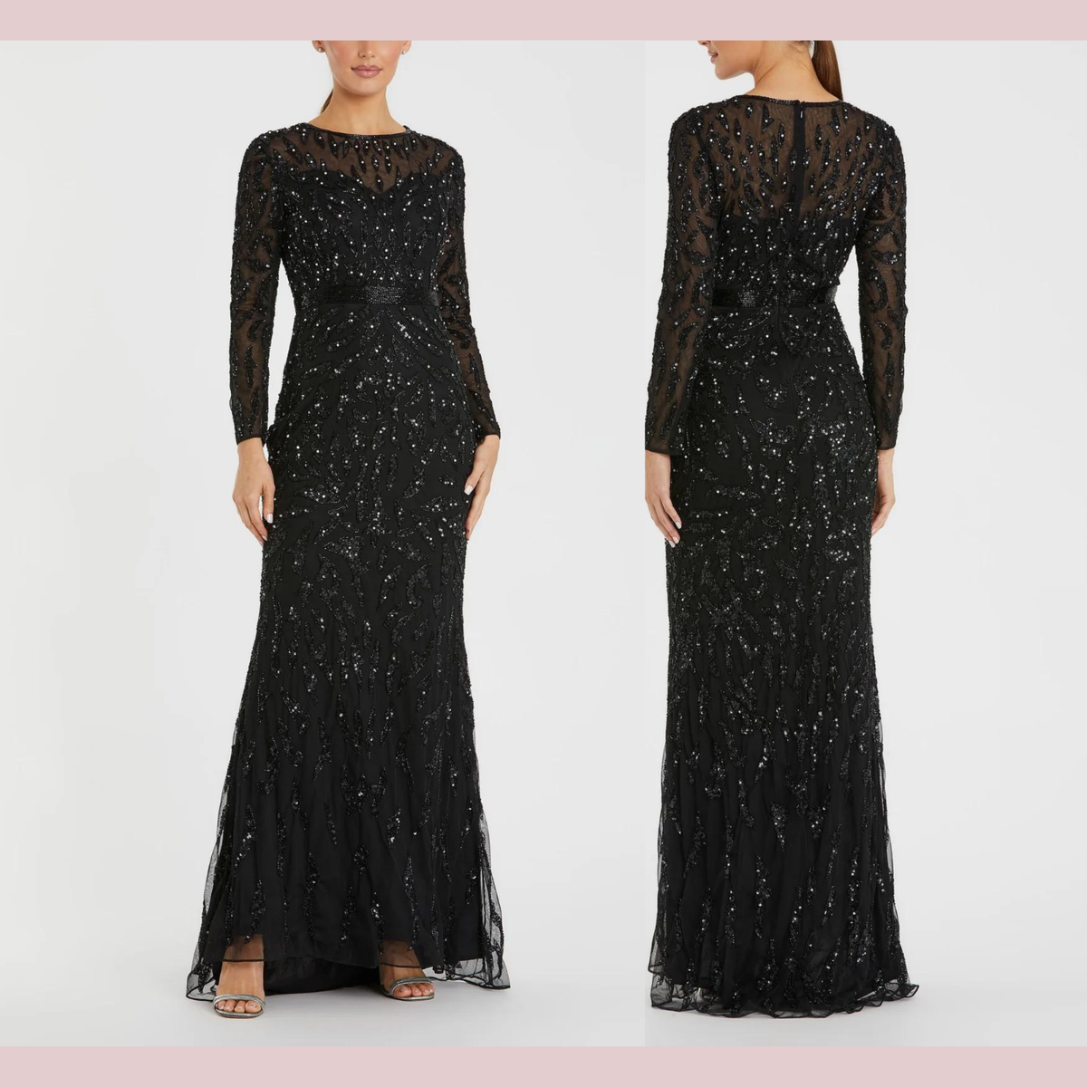 beki beaded mesh maxi dress Kristine Beaded Sequin Strappy Back Skater Dress main image 0