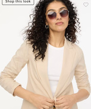 J.Crew 158 Petite Relaxed Linen Blend Blazer Dusty Ivory Size P10 BZ018