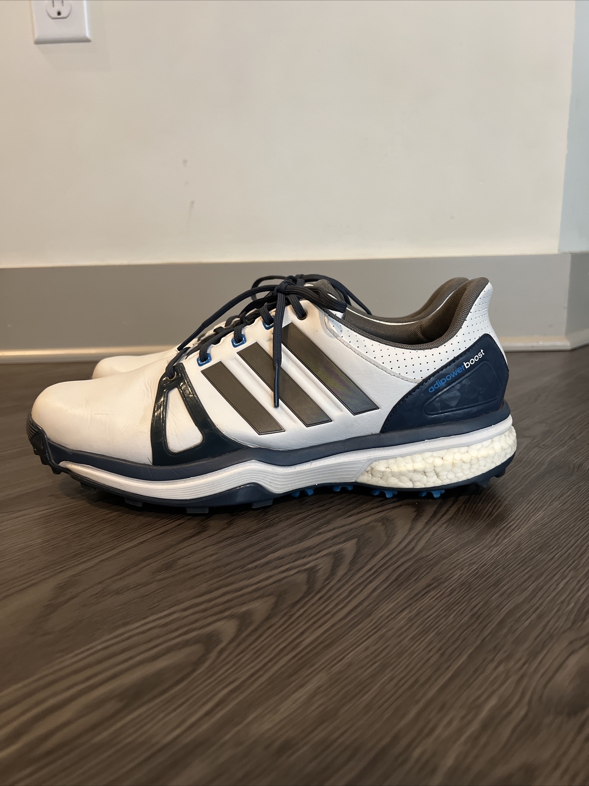 Adidas Adipower Boost 2 Golf Shoes White Blue Silver … Gem