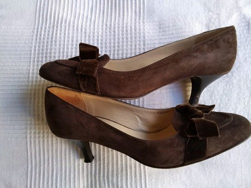 MILANA Brown Soft Suede Pumps With Bow Fronts And Kitten Heels.39 - Picture 7 of 8