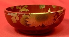 Japanese Antique, Sweets bowl, Orange Lacquer ware,Gld Makie,Lotus flower..3930