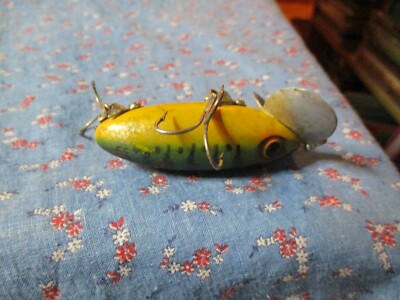 Older Fishing Lure Fred Arbogast Jitterbug Yellow Greens | eBay