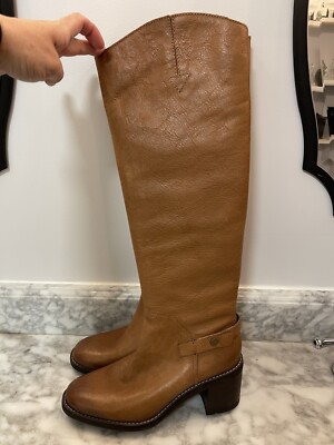 FRANCO SARTO Womens Beige Ankle Strap Kiana Block Heel Zip-Up Leather Boots 9.5