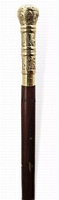 Brass Victorian Handle Inlaid Wooden Walking Cane 37" Long Grandpa/Mom/Dad/Gift