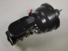 BLACK 8" Dual Universal Power Brake Booster Ball Milled Master Cylinder GM