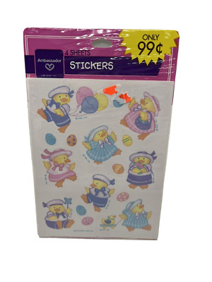Hallmark Ambassador Easter Baby Duck Stickers 4 Sheets Duckies 1980s Sealed Pack