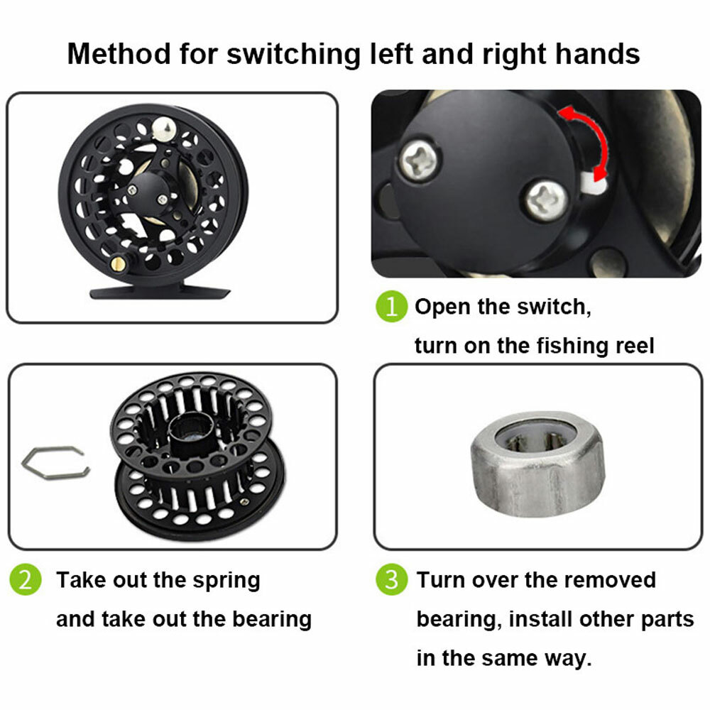 Fly Fishing Reel 1/2 3/4 5/6 7/8 Black Silver Aluminum Right or