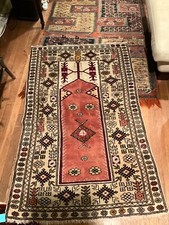Antique Turkish Prayer Rug 38 by 58 inches Hand-Knotted Rug Vintage