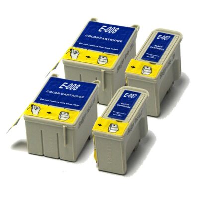 Badger Tinten 2x schwarz & 2x farbkompatible Tinten als Ersatz für Epson T007 & T008