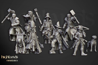 Inquisitor Witch hunter Human Group Miniature x9| D&D DnD | 