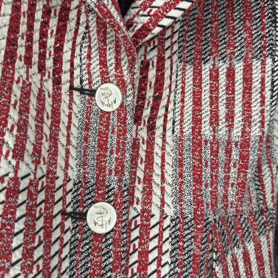 Chaqueta Blazer Cabi Para Mujer Talla Pequeña Patchwork Tweed Rojo Multi Foto 3 de 4