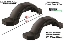 SET OF 2 (TWO) FULTON SINGLE AXLE TRAILER FENDERS 13" WHEELS TIRES SKIRT BOAT