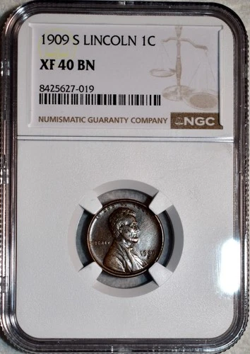 NGC XF-40 BN 1909-S Lincoln Cent, Razor-Sharp, Chocolate-Brown, Key-Date!