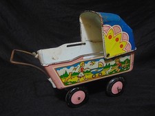 Antique 1930  s Wyandotte Tin Toy Baby Carriage