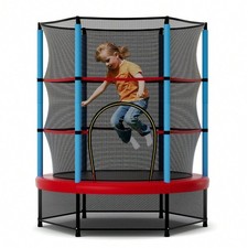 New Kid Mini Trampoline Enclosure Net Safe Toddler Bouncer Blue