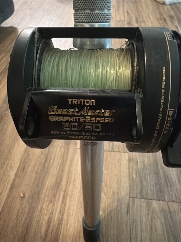 SHIMANO TRITON BEASTMASTER 20/50 GRAPHITE 2-SPEED LEVER DRAG With Penn Tuna Stic