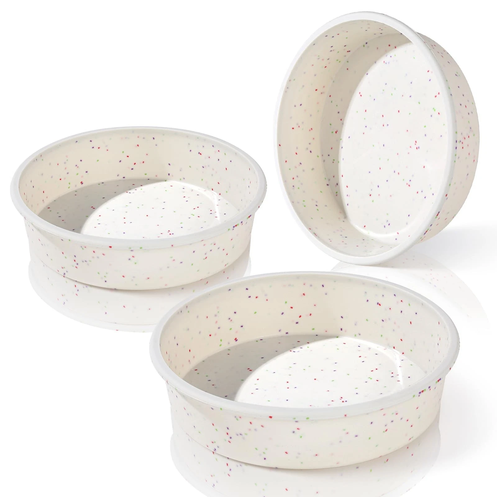 8 Inch Silicone Cake Pans with Metal Reinforced Frame, 3 Packs Round Cake Bak...