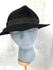 antique hat woman's 1930 black soft flexible fedora style brim original