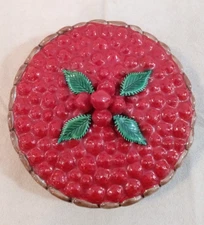VTG Collectible ceramic 10" Strawberry pie plate with lid made in Portugal