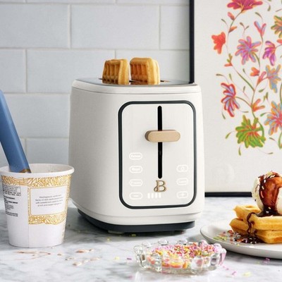 900W 2-Slice Toaster with Touch-Activated Display for Bagels Frozen Bread White