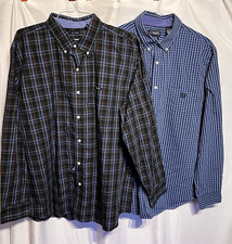 Chaps Easy Care Lot of 2 Oxford Dress Shirts Long Sleeve Cotton Bl SZ XXL