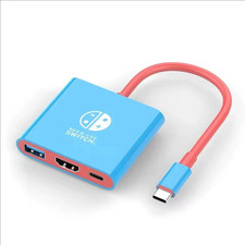 Blue Red 4K HDMI USB 3.0 Hub Adapter USB C Dock Station Switch Laptop