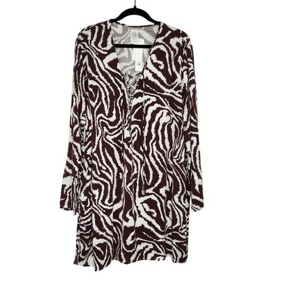 La Blanca Resort Wear Brown White Mini Dress Swim Cover Size 3X NWT