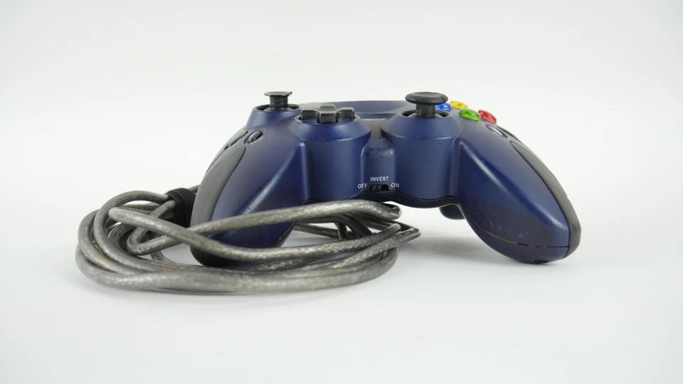 Conjunto de 2 controles com fio Xbox originais Gamester azul cinza Microsoft TESTADO - Imagem 4 de 4