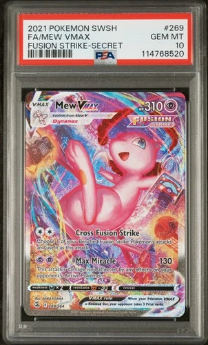 2021 POKEMON SWORD & SHIELD FUSION STRIKE SECRET #269 FULL ART/MEW VMAX PSA 10