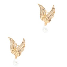  2 Pieces Women's Brooch Hat Pin Rhinestone Broochpin Embroidered Badge