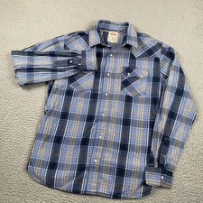 Levi's Pearl Snap Shirt Men's Medium Blue Plaid Western Rodeo Cowboy