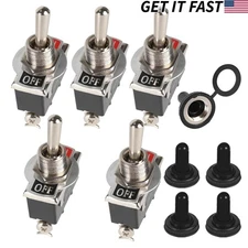 5X 12V SPST Solid Metal Toggle Switch ON/OFF Single Pole for Marine & Automotive