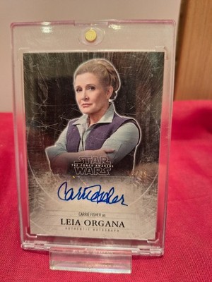 STAR WARS The Force Awakens topps Auto Autograph CARRIE FISHER Leia Organa 25/25
