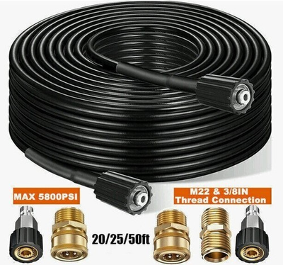 #ad 🥇High Pressure Washer Hose 25 50 100ft 5800PSI M22 Power Washer Extension Hose $26.20