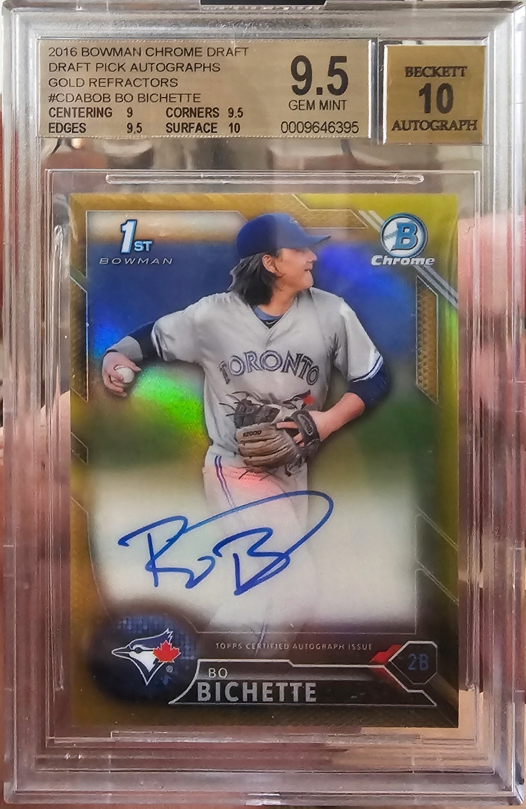 2016 Bowman Chrome Draft Bo Bichette #CDA-BOB 1st Bowman Gold Refractor Auto /50