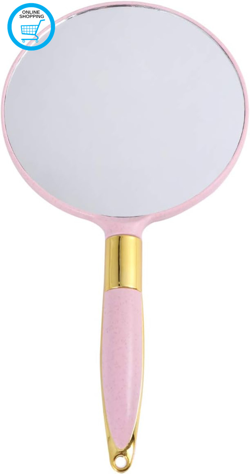 Hand Mirror, round Handheld Mirror with Handle Vintage Makeup Mirror Cosmetic Su