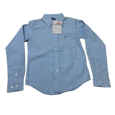 Vtg The Hare Montgomery Ward Kids Boys Blue Button Down Long Sleeve Shirt Size 6