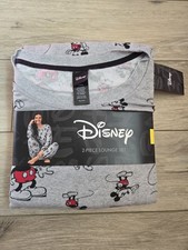 NEW Womens Disney Mickey Mouse Gray Soft Jogger 2-Piece Lounge Pajama Set Small