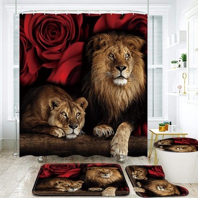 jieprom 4PCS Red Rose and Lion 70.9''W x 70.9''L (Pack of 3), 