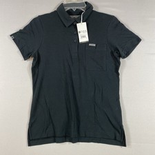 Figs Technical Pique Scrub Short Sleeve Polo Shirt Women XS Black NWT