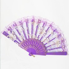 New flamenco fan purple abanico rose pattern lace stylish