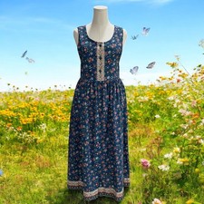 Ann Tonelli Prairie Floral Maxi Dress Cottagecore Bohemian Vintage USA Made Core