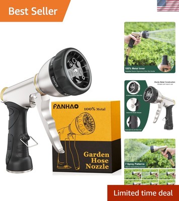 Durable Garden Hose Nozzle with Ergonomic Grip & 7 Versatile Spray Patterns